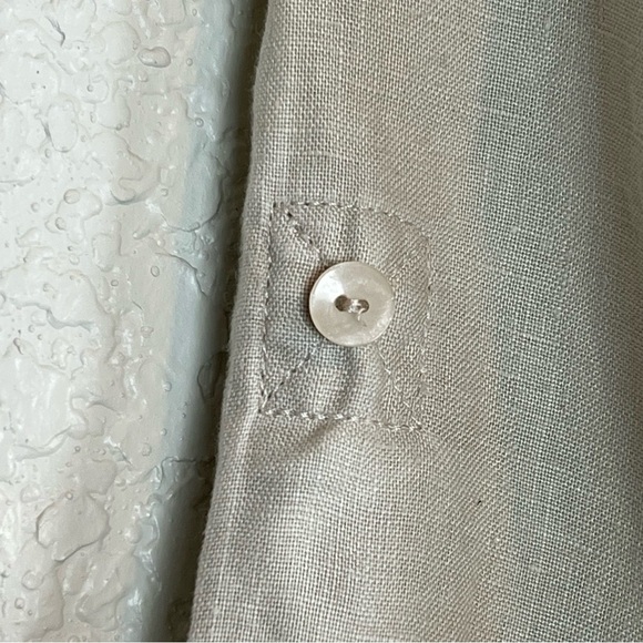 Grace Elements Tan Beige Linen Button Front Long Sleeve Shirt Size 10 - Picture 3 of 8